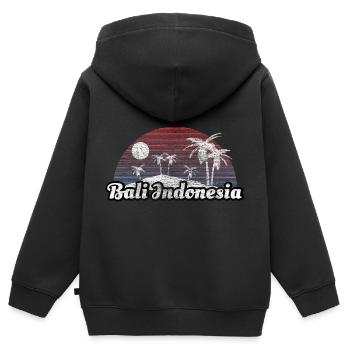 Idée cadeau mer Bali Indonésie - Sweat Premium à capuche zippé enfant bio - noir - Dos - AI Model Kid Male (0cm)