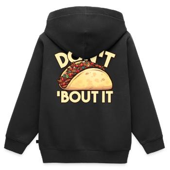 Jeu de mots drôle de taco Don't Taco à ce sujet - Sweat Premium à capuche zippé enfant bio - noir - Dos - AI Model Kid Male (0cm)