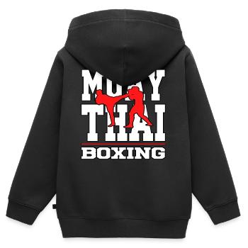 Muay Thai thai boxing boxing kickboxing sport t-shirt - Sweat Premium à capuche zippé enfant bio - noir - Dos - AI Model Kid Male (0cm)