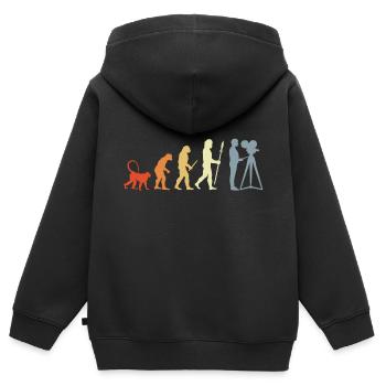 Kameramann Evolution - Kinder Premium Organic Zip Hoodie - Schwarz - Hinten - AI Model Kid Male (0cm)