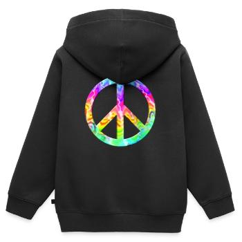 Flower Power Peace Hippie Love 60s 70s Peace coloré - Sweat Premium à capuche zippé enfant bio - noir - Dos - AI Model Kid Male (0cm)