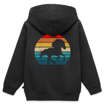 Islandpferd Tölt Pferderasse Retro Vintage Umriss - Kinder Premium Organic Zip Hoodie - Schwarz - Hinten - AI Model Kid Male (0cm)