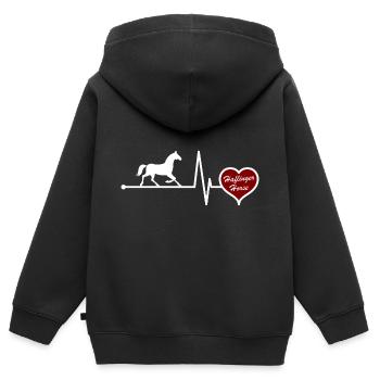 Haflinger Pferd Pferderasse Herzschlag - Kinder Premium Organic Zip Hoodie - Schwarz - Hinten - AI Model Kid Male (0cm)