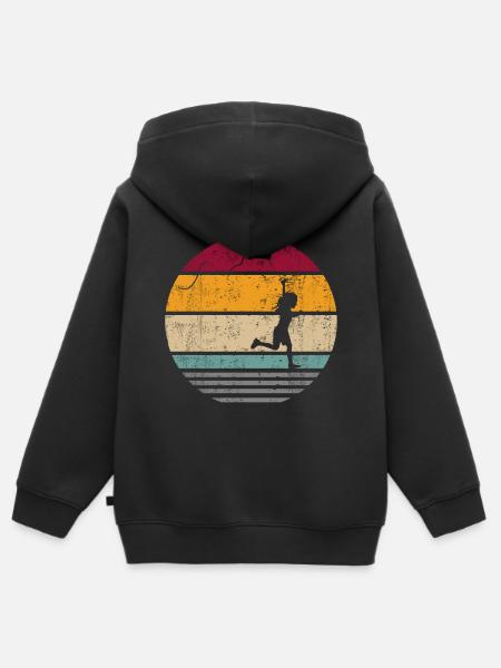 Cerf-volant cerf-volant volant rétro vintage - Sweat Premium à capuche zippé enfant bio - noir