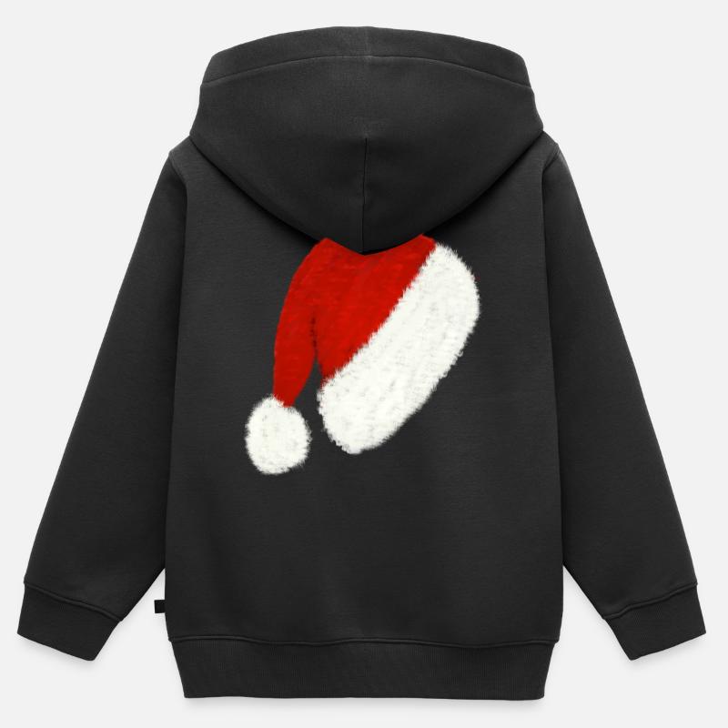 Bonnet de Noël - Sweat Premium à capuche zippé enfant bio - noir