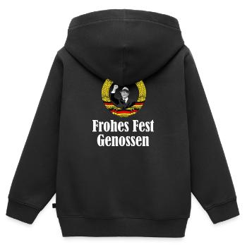 frohes Fest Genossen - Kinder Premium Organic Zip Hoodie - Schwarz - Hinten - AI Model Kid Male (0cm)