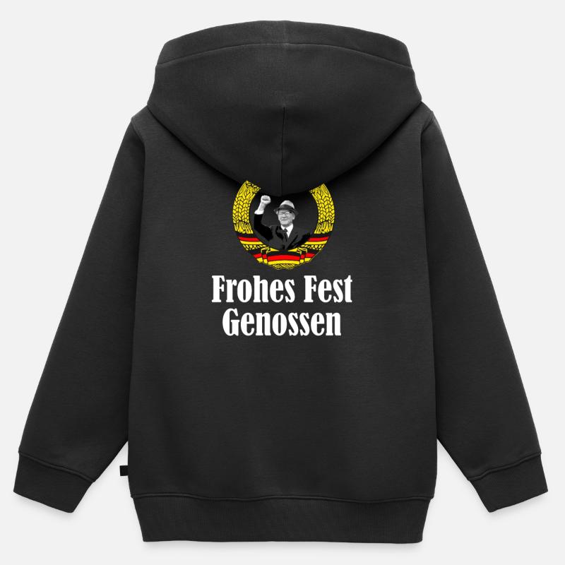 Joyeuse fête camarades - Sweat Premium à capuche zippé enfant bio - noir