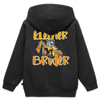 Kleiner Bruder Bagger - Kinder Premium Organic Zip Hoodie - Schwarz - Hinten - AI Model Kid Male (0cm)