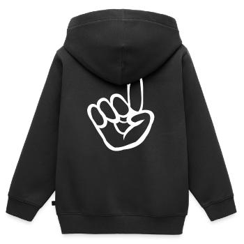 Main signe cadeau signe index - Sweat Premium à capuche zippé enfant bio - noir - Dos - AI Model Kid Male (0cm)