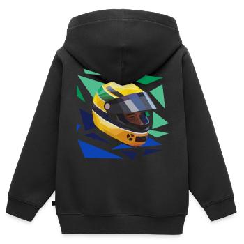 Ayrton Senna do Brasil - Kinder Premium Organic Zip Hoodie - Schwarz - Hinten - AI Model Kid Male (0cm)