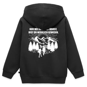 Nur wo du zu Fuß warst | Wandern Geschenkidee - Kinder Premium Organic Zip Hoodie - Schwarz - Hinten - AI Model Kid Male (0cm)