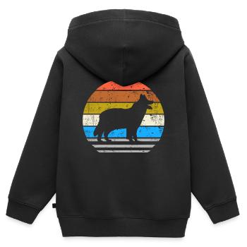 Chodsky Pes Dog Retro Vintage Silhouette - Kids Premium Organic Zip-up Hoodie - black - Back - AI Model Kid Male (0cm)