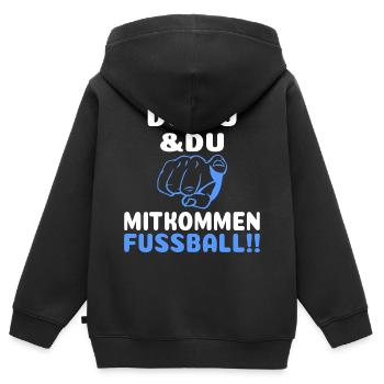 Fußball Bolzen Du Du Mitkommen Spruch Lustig - Kinder Premium Organic Zip Hoodie - Schwarz - Hinten - AI Model Kid Male (0cm)
