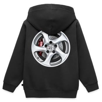 Felgen - Kinder Premium Organic Zip Hoodie - Schwarz - Hinten - AI Model Kid Male (0cm)