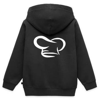 Chapeau de chef cuisinier chef étoilé cuisinier - Sweat Premium à capuche zippé enfant bio - noir - Dos - AI Model Kid Male (0cm)