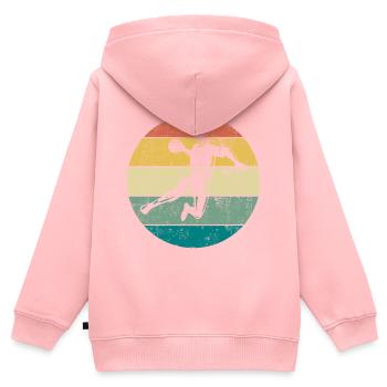 Handball Kreisläufer Sprungwurf Retro Vintage - Kinder Premium Organic Zip Hoodie - Rosa - Hinten - AI Model Kid Female (0cm)