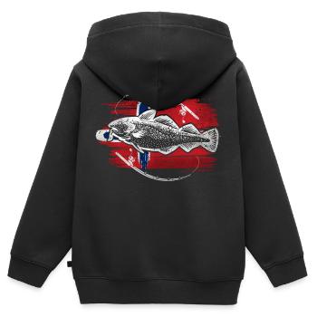 La pêche à la morue de Norvège - Sweat Premium à capuche zippé enfant bio - noir - Dos - AI Model Kid Male (0cm)