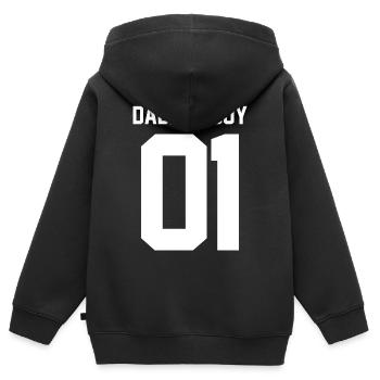 Daddys Boy 01 - Kinder Premium Organic Zip Hoodie - Schwarz - Hinten - AI Model Kid Male (0cm)