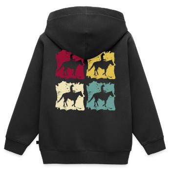 Westernreiten Westernpferd Retro Vintage Grunge - Kinder Premium Organic Zip Hoodie - Schwarz - Hinten - AI Model Kid Male (0cm)