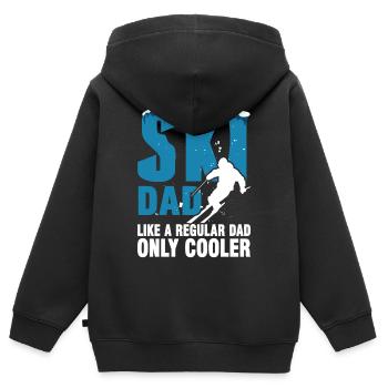 Ski skieur skier Papa Fête des Pères Cadeau - Sweat Premium à capuche zippé enfant bio - noir - Dos - AI Model Kid Male (0cm)