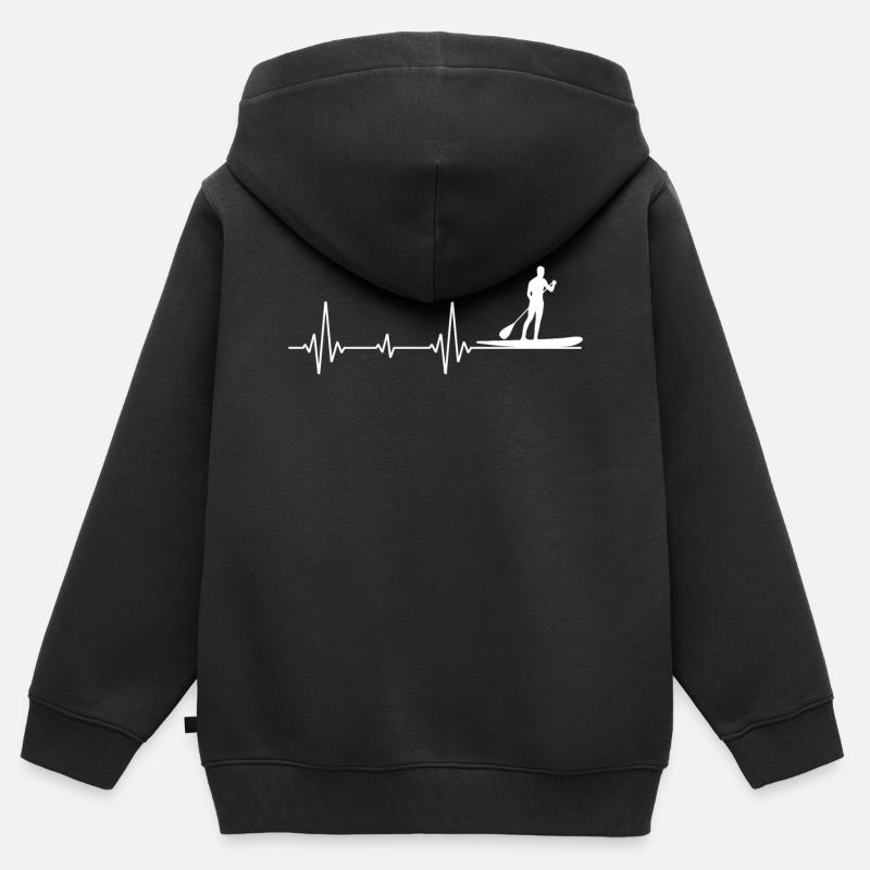 Paddleboard Paddleboard Paddle Heartbeat Cadeau - Sweat Premium à capuche zippé enfant bio - noir
