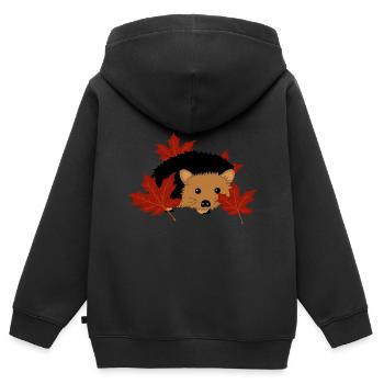 Automne - Sweat Premium à capuche zippé enfant bio - noir - Dos - AI Model Kid Male (0cm)