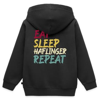 Haflinger Pferd Pferderasse Eat Sleep Spruch Retro - Kinder Premium Organic Zip Hoodie - Schwarz - Hinten - AI Model Kid Male (0cm)
