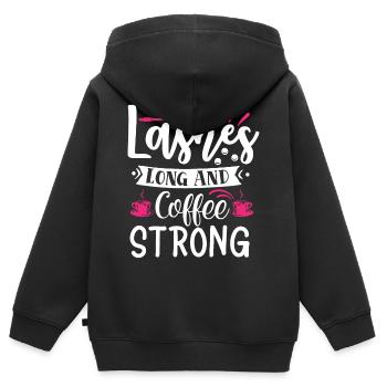 Wimpern lang und Kaffee starke Make-up-Schönheit - Kinder Premium Organic Zip Hoodie - Schwarz - Hinten - AI Model Kid Male (0cm)
