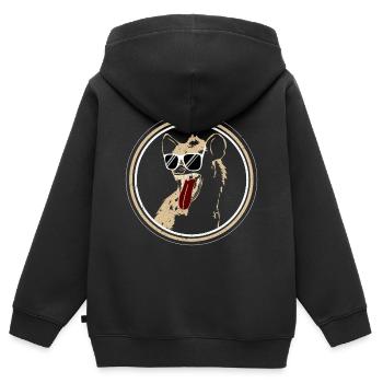Hyäne Tier - Kinder Premium Organic Zip Hoodie - Schwarz - Hinten - AI Model Kid Male (0cm)