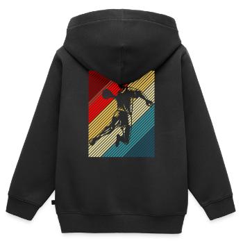Handball Kreisläufer Sprungwurf Streifen Retro - Kinder Premium Organic Zip Hoodie - Schwarz - Hinten - AI Model Kid Male (0cm)