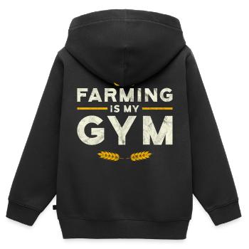 Landwirtschaft ist mein Fitnessstudio - Kinder Premium Organic Zip Hoodie - Schwarz - Hinten - AI Model Kid Male (0cm)
