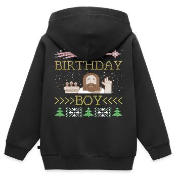 Ugly Christmas Birthday Boy Christmas Gift - Kids Premium Organic Zip-up Hoodie - black - Back - AI Model Kid Male (0cm)