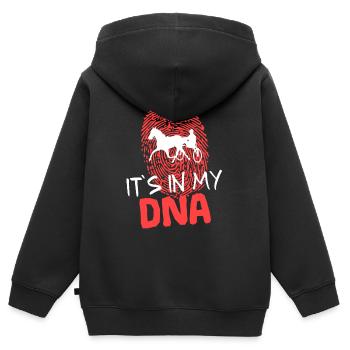 Trabrennen DNA Spruch Lustig mit Fingerabdruck - Kinder Premium Organic Zip Hoodie - Schwarz - Hinten - AI Model Kid Male (0cm)
