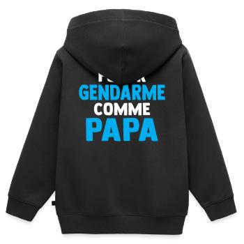 Body bébé futur gendarme comme papa - Sweat Premium à capuche zippé enfant bio - noir - Dos - AI Model Kid Male (0cm)