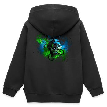 BMX bike ride color spot decoration gift - Kids Premium Organic Zip-up Hoodie - black - Back - AI Model Kid Male (0cm)
