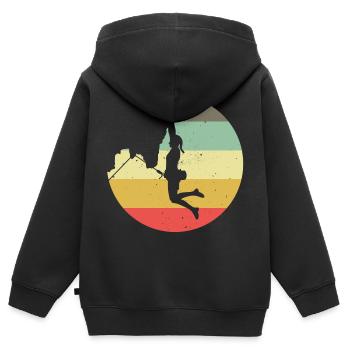 Bergsteigen Klettern Geschenk Bouldern Retro Cool - Kinder Premium Organic Zip Hoodie - Schwarz - Hinten - AI Model Kid Male (0cm)