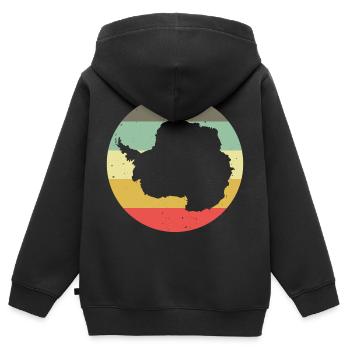 Pôle Antarctique Sud Silhouette Rétro Vintage - Sweat Premium à capuche zippé enfant bio - noir - Dos - AI Model Kid Male (0cm)