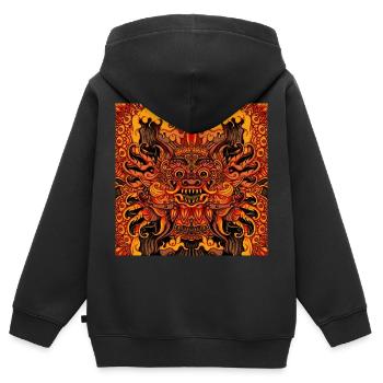 orange Bali - Kinder Premium Organic Zip Hoodie - Schwarz - Hinten - AI Model Kid Male (0cm)