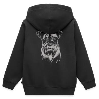 Moustache - chien - Sweat Premium à capuche zippé enfant bio - noir - Dos - AI Model Kid Male (0cm)