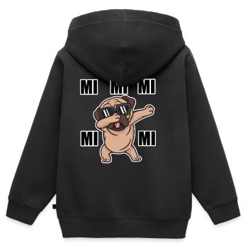 Lustiger Spruch Ich hör nur mi mi - Kinder Premium Organic Zip Hoodie - Schwarz - Hinten - AI Model Kid Male (0cm)