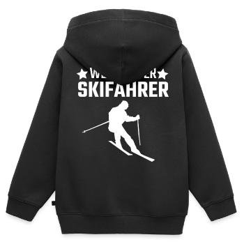 Skifahren Skifahren Skifahren Skifahrer Skifahrer - Kinder Premium Organic Zip Hoodie - Schwarz - Hinten - AI Model Kid Male (0cm)