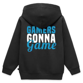 Players will play - Kids Premium Organic Zip-up Hoodie - black - Back - AI Model Kid Male (0cm)
