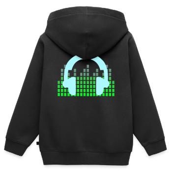 DJ Musik Disco Kopfhörer - Kinder Premium Organic Zip Hoodie - Schwarz - Hinten - AI Model Kid Male (0cm)