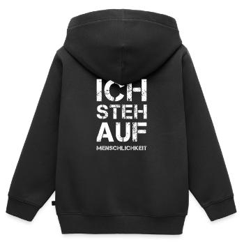 ICH STEH AUF Menschlichkeit - Kinder Premium Organic Zip Hoodie - Schwarz - Hinten - AI Model Kid Male (0cm)