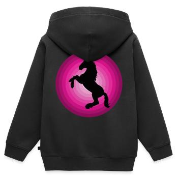 Pferd Pferde Reiten Reitsport Pony Western Shirt - Kinder Premium Organic Zip Hoodie - Schwarz - Hinten - AI Model Kid Male (0cm)