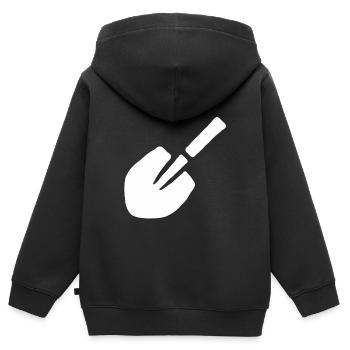 Pelle jardinier bêche jardin hobby jardinier - Sweat Premium à capuche zippé enfant bio - noir - Dos - AI Model Kid Male (0cm)
