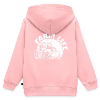 La vie à la ferme est le cadeau du fermier - Sweat Premium à capuche zippé enfant bio - rose - Dos - AI Model Kid Female (0cm)