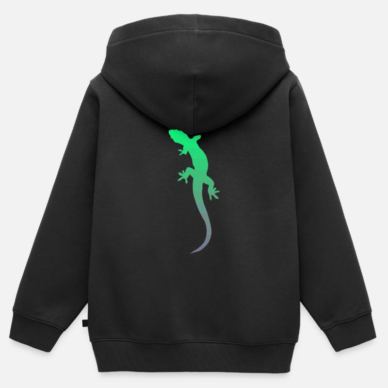 Gecko Salamandre Lézard - Sweat Premium à capuche zippé enfant bio - noir