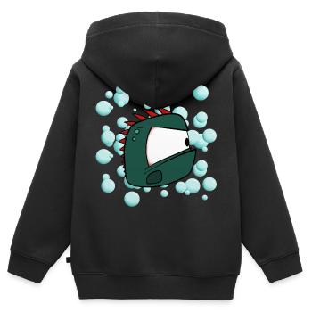 Pixel Monster - Kinder Premium Organic Zip Hoodie - Schwarz - Hinten - AI Model Kid Male (0cm)