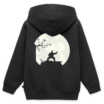 Tai Chi Schattenboxen Vollmond Mond Silhouette - Kinder Premium Organic Zip Hoodie - Schwarz - Hinten - AI Model Kid Male (0cm)